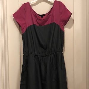 Double color gray and pick silk dress